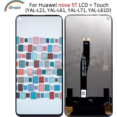 6.26'' for Huawei Nova 5T YAL-L21 L61A L61D L71A LCD Screen+Touch Display Digitizer Replacement for Huawei Nova 5t Display