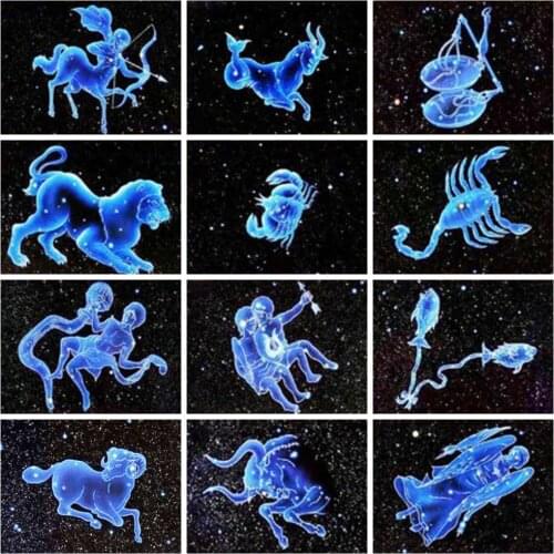 Huacan 5d Diy Diamond Painting 12 Constellations Home Decor Diamond Embroidery Mosaic Zodiac Scenery Diamond Art