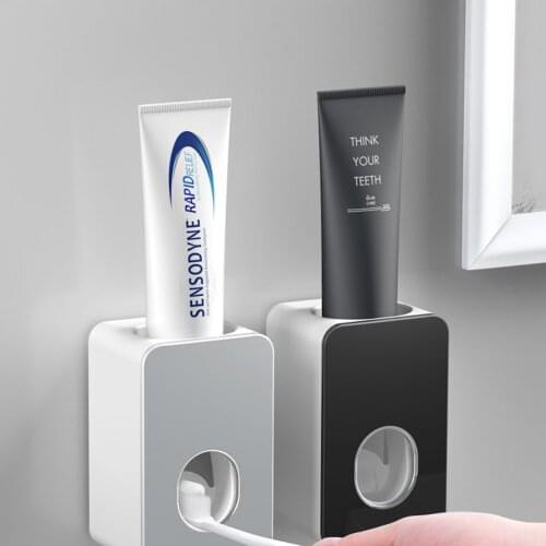 2020 Automatic Toothpaste Dispenser Dust-proof Toothbrush Holder Wall Mount Stand Bathroom Accessories Set Toothpaste Squeezers