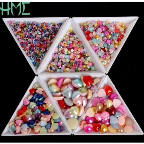 Wholesale Cheap 4/6/8/10/12MM Flatback Heart Shape Plastic ABS Imitation Pearl Beads For DIY Jewelry Craft Scrapbook Decoration