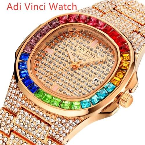 New product colorful diamond full diamond three needle mens quartz watch ladies watch full of diamonds luxury atmosphere watch