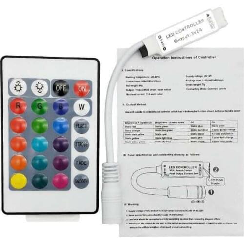 DC12-24V 6A IR Mini 24-Key RGB LED Strip Controller