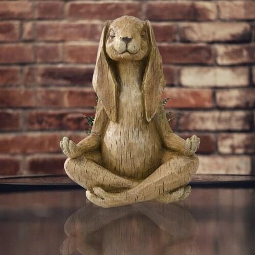 Zen rabbit/frog Decor Garden Ornaments Yoga Space Gift Art home desktop Resin Pendant Meditate decoration Animal Buddha Statue