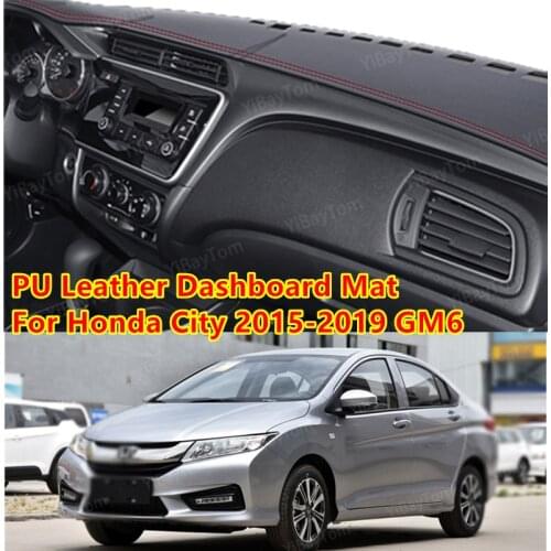 For Honda City 2015-2019 GM6 PU Leather Anti-Slip Mat Sunshade Dashmat Protect Carpet Dashboard Cover Pad Accessories