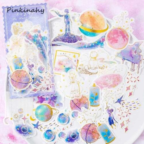 JunkJournal Japanese Stationary Diary Mini Prince planet Travel Flake Cute Gilding Stickers Stamp Vintage Scrapbooking