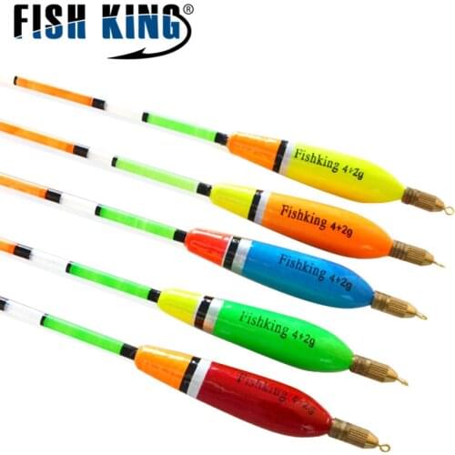 FISH KING 5pcs/lot 3+2g 4+2g 5+2g 6+2g Mixed Color Barguzinsky Fir Float Vertical Pesca For Carp Fishing Float Fishing Tackle
