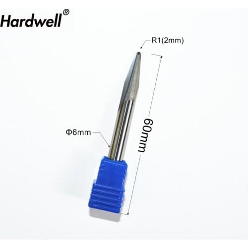 6mm*R1.0*60L,1pcs,Free shipping Taper Ball nose End Mill,CNC milling Cutter,Solid carbide tool,woodworking router bit
