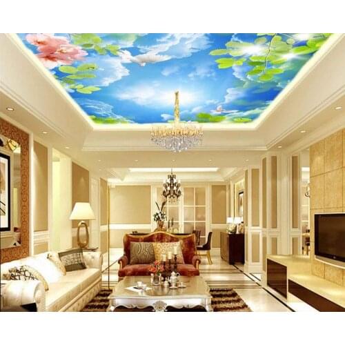 Blue sky cloud leaf ceiling pigeons 3d wallpaper living room Home Decoration wallpaper 3d mural parded papel