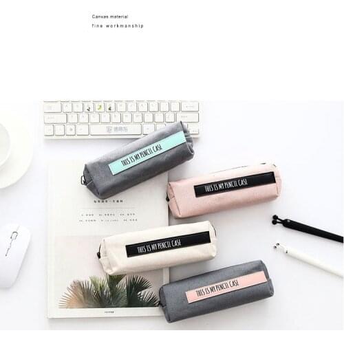 1PC Canvas Pencil Case Large Capacity Pencil Case cute Alphabet Makeup Bag Girl Boy School Stationery Box Gift School Supplies