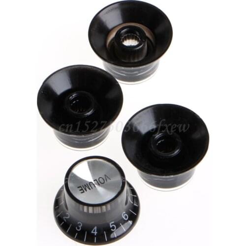 2 Tone 2 Volume Knobs Buttons Guitar Control Silver Hat Bell Top Potentiometer Cap For LP SG