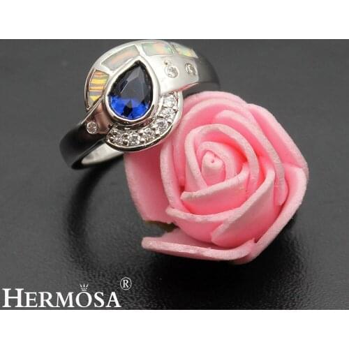 Hermosa Grace Precious Stone Jewelry Mystic Fire Australian Opal Ring Size 7 DF74 Perfect Christmas Gift