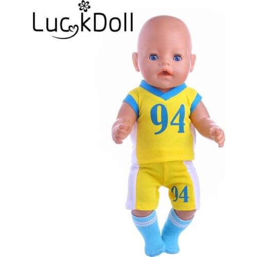 LUCK DOLL New to football clothes Fit For 18Inch American Doll&43cm Baby Doll, the childs best birthday gift