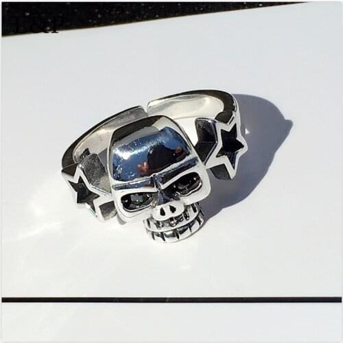 L&P Original Handmade Retro Skull Ring 925 Sterling Silver Couple Ring,mens Open-end Ring Party Gifts