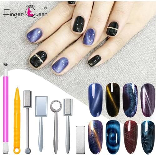 Nail Art Magnetic Pen Set 3D Cat Eye Design Dual-Ended Magnet Wand Gel Nail Polish Magic Manicure DIY&Salon Tools