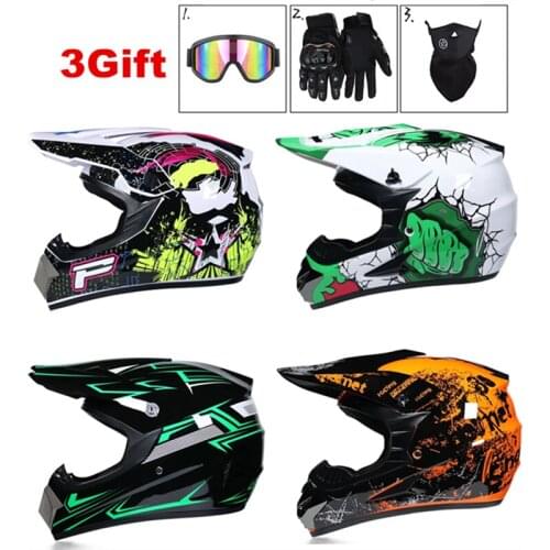 3 Gift DOT Motocross Helmet Mountain Bike MX ATV Helmet Mask Off-Road Motorcycle Racing Motocross Casco Protective Hat