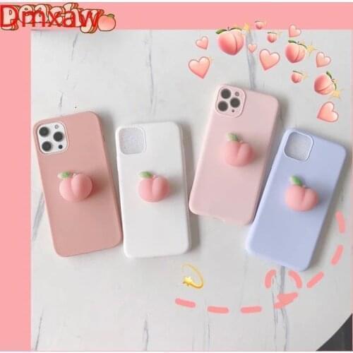 Cute 3D Peach Phone Case For OPPO K9 A94 A74 A54 A15 A12 A35 4G A93 A73 A53 A32 A31 2020 A55 5G A72 A52 A92 A91 Soft TPU Cover