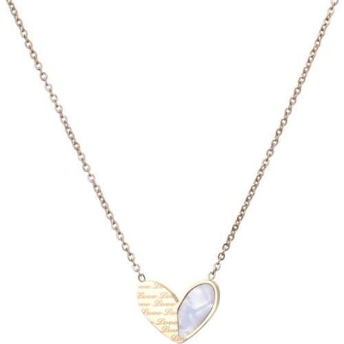 316L Stainless Steel Fashion Jewelry Natural Shell Love Heart Shape Charms Chain Choker Collier Necklaces & Pendants For Women