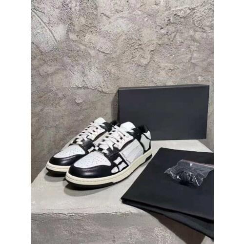 Mens Shoes Bones Low-top Leather Sneakers Black White Leather Skel Skeleton Trainers