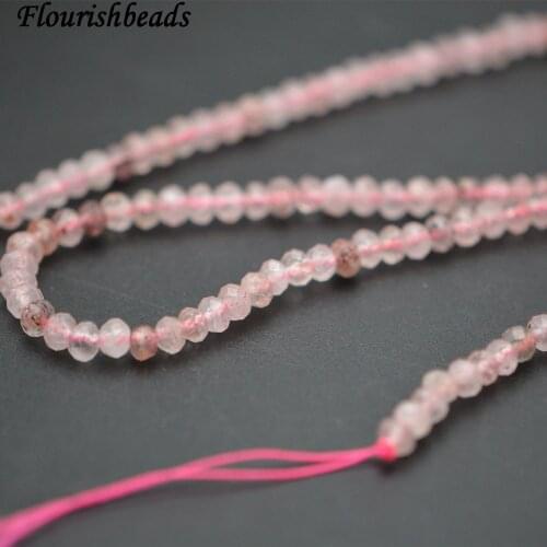 Natural Stawberry Faceted Rhombus Cutting 3x4mm Stone Rondelle Spacer Loose Beads High quality