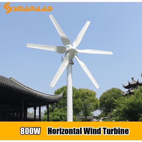 Low Wind Speed Start New Arrival Free Energy 6 Blades 800W 12V 24V Wind Turbine Generator Small Windmill High Efficient Homeuse