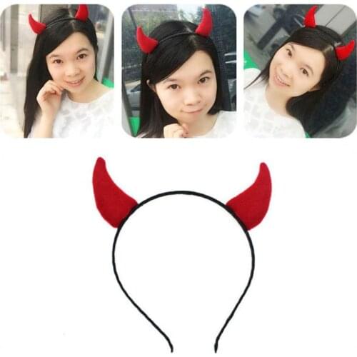 Adult Children Kids Demon Red Ox Horn Hair Hoop Cloth Wrapped Elastic Headband Halloween Christmas Party Costume Cosplay