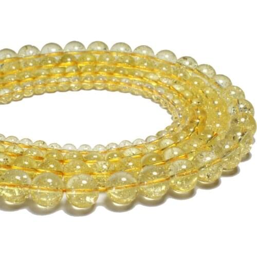 Wholesale Natural Ice Crack Yellow Crystal Natural Round Stone Beads For Jewelry Making Diy Necklace Bracelet 6/8/10/12MM