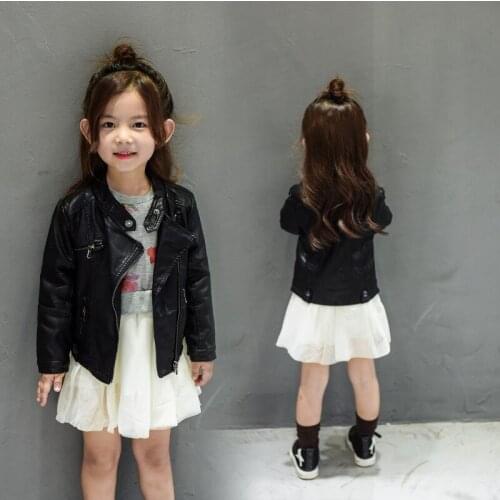 Autumn Spring Kids Clothes PU Leather Girls Jackets Winter Children Outwear For Baby Girls Thin Thicken Clothing Coats Costume