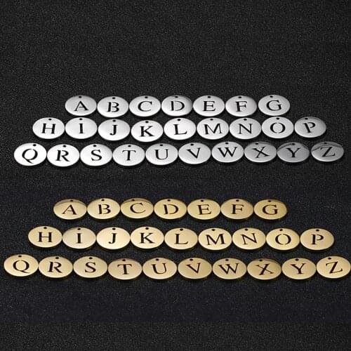 Skyrim 26 pcs/lot Capital Letter Charm Stainless Steel Alphabet Pendant for Necklace Bracelet Earring Jewelry Making Wholesale