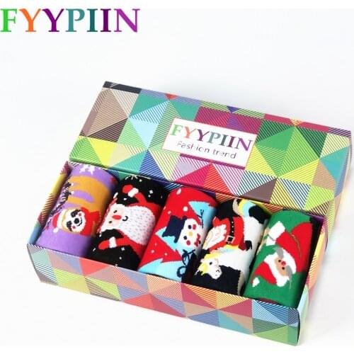 Christmas Socks Combed Cotton Mens Socks Gift Gift Box Mens Gifts Funny Happy Socks
