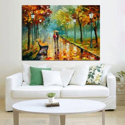 Handpainted lovers knife Oil Painting on Canvas forest Scenery Wall Art Modern Abstract Art Oil Painting Scenery Art Home Decor