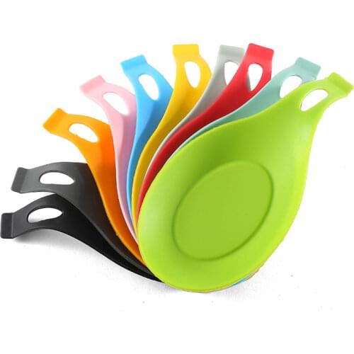 Kitchen Silicone Spoon Rest Heat Resistant Insulation Mats Saucers Rice Spoon Racks Food Grade High Temperature Spoon Put Mat