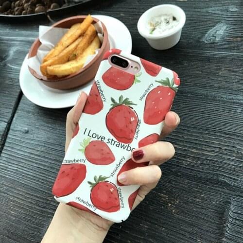 Japanese Kawaii fruit Strawberry girls phone case for coque iphone 7 8 6s 6 plus Case PC Hard Cover for iphone cover XS Max X XR
