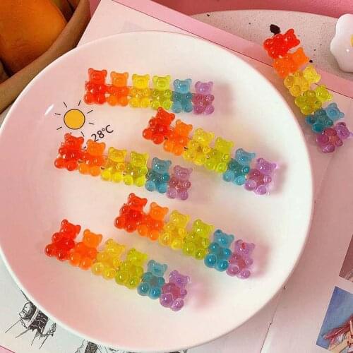 Candy Color Jelly Bear Shape Hair Clips Barrettes Cute Cartoon Animal Hairpin Women Girls Hairgrips Hair Acccessories Gifts