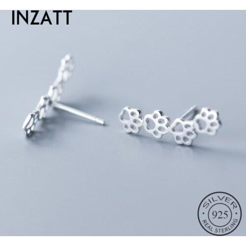 INZATT Real 925 Sterling Silver Hollow Cat claw MInimalist Stud Earrings Fashion Women Fine Jewelry Party Cute Accessories Gift