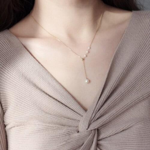 Lii Ji Women Choker Necklace Real Freshwater Pearl 925 Sterling silver Necklace Y shape Pearl Jewelry Women Gift 40-45cm