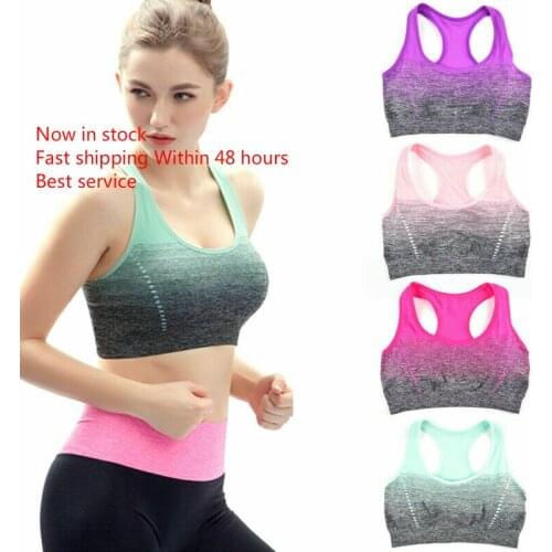 Women Padded Underwear Fitness Yoga Sports Bra Stretch Workout Crop Top Vest