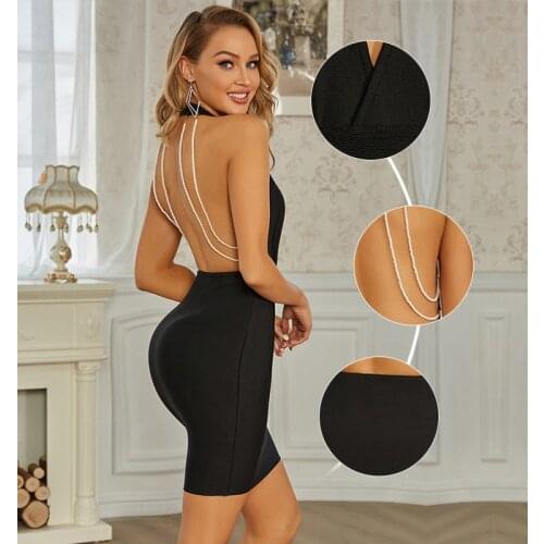 Free Shipping High Quality Black V-Neck Womens Dress Rayon Bandage Winter Dress Fashion Dress Mini Dress Christmas Dress