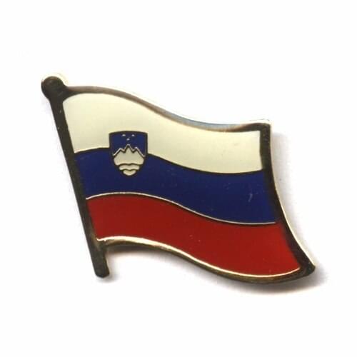 Slovenia country flag lapel pin badge+Iron plated brass+paints+epoxy+butterfly back button-Free shipping(350 pcs/lot)