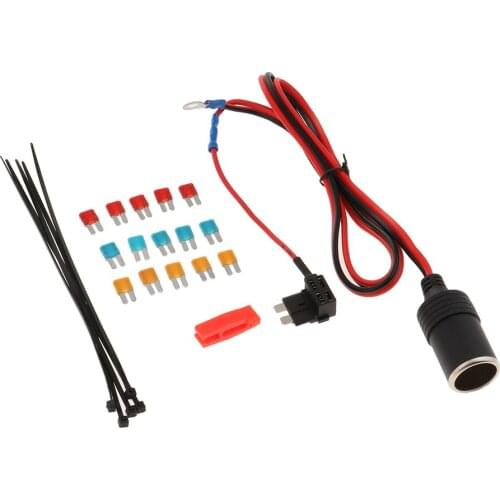 1M Car Cigar Lighter Female Socket Cable Wire Lead Fuse Tap Holder Small