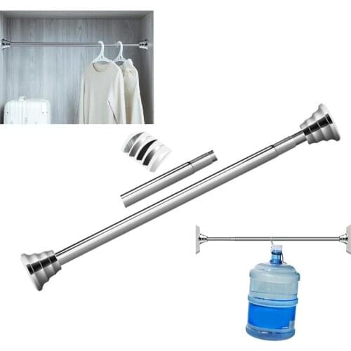 1pcs Wall-mounted Stainless Steel Telescopic Shower Curtain Rod Adjustable Bathroom Towels Clothes Rail