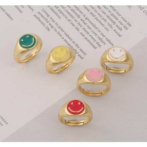 10 Fashion jewelry new Enamel ring men and women simple smile ring creative personality jewelry accessories