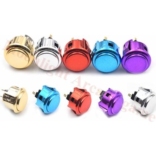 10pcs Copy SANWA OBSJ-30 Plastic Button 30mm Chrome Plated Arcade Push Button Switch For Jamma Arcade Joystick DIY Kit Parts