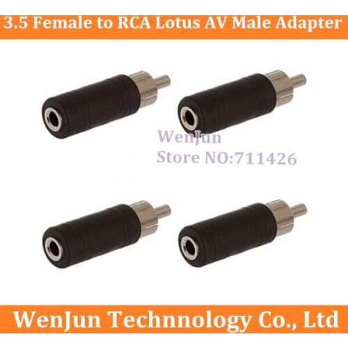 100PCS Free Shipping NEW 3.5 mm Female To RCA lotus AV male Plug Adapter Connector Audio