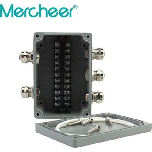 120*80*55 two inlet three outlet waterproof aluminum box aluminium alloy sealed junction box with 11p terminal and m16 gland