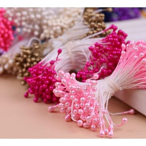 300pcs Multi colors Pearl Stamen Sugar Handmade Artificial Flower For Wedding Decoration DIY 3mm Stamen Pistil Floral