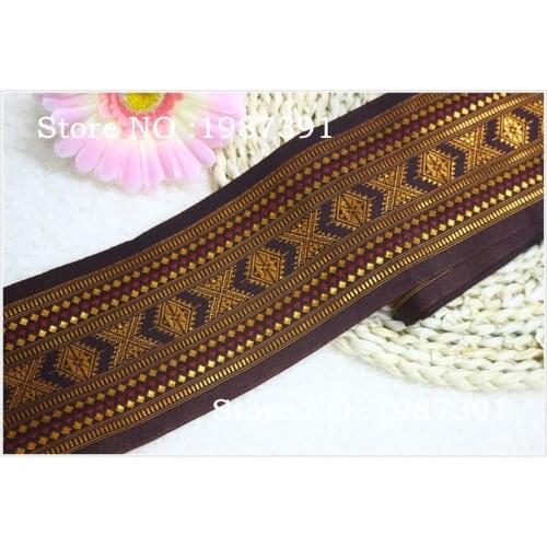 5yard/lot Woven Jacquard Ribbon 10cm gold Geometric pattern LS-7969