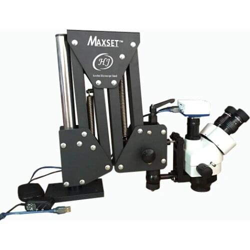 7X-45X Multi-function aluminum alloy jewelry tools HD binocular microscope and Acrobat bracket microscope VGA camera