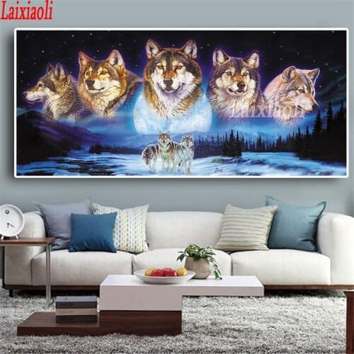 Full Square/Round Drill 5D DIY Diamond Painting large "Dream wolf" 3D Diamond Embroidery forest animals Cross Stitch Home Decor