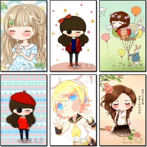 Diamond Embroidery Cartoon DIY Diamond Painting Square Kit Home Decor Painting Pattern Handwork Rhinestone Square 100%Full Girl