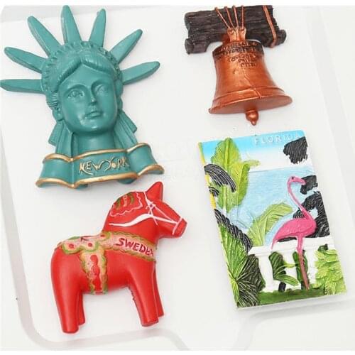 American vintage refrigerator paste ins diamond heart decoration magnet Swiss red horse flamingo magnetic magnet creative gift